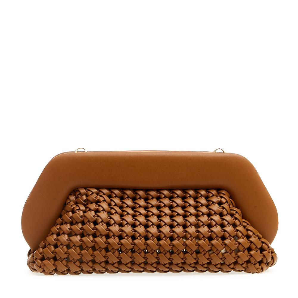 Sorelle Perego Clutch grande pelle intrecciata cuoio Italy