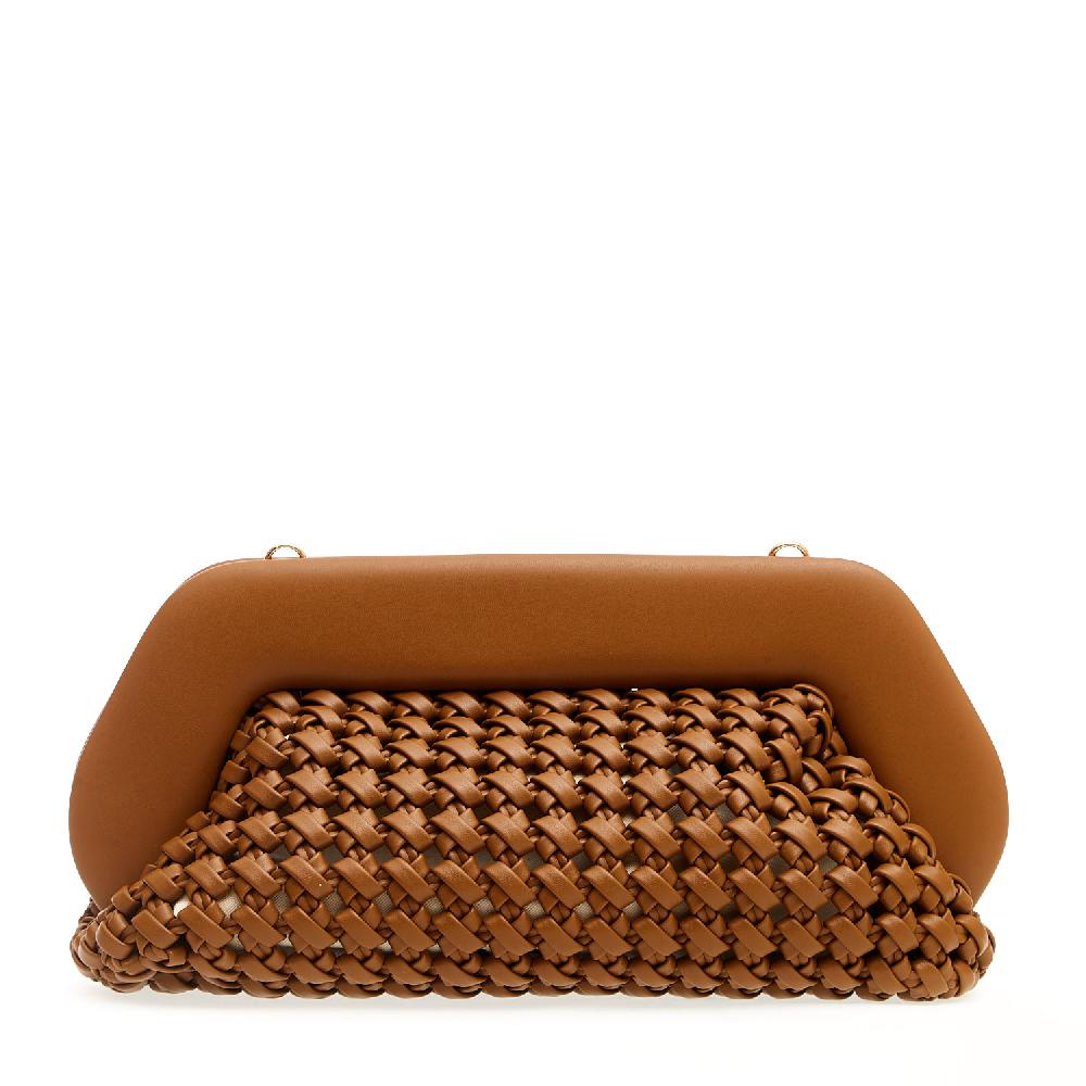 Sorelle Perego Clutch grande pelle intrecciata cuoio Italy