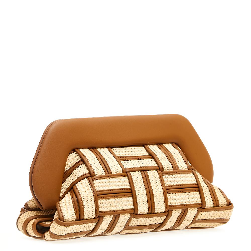 Sorelle Perego Clutch grande rafia cuoio e caramello 2025