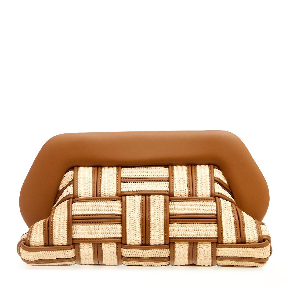 Sorelle Perego Clutch grande rafia cuoio e caramello 2025