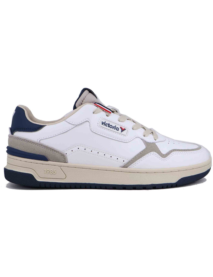 Spatarella Sneakers uomo in pelle bianca con riporti blu 2025