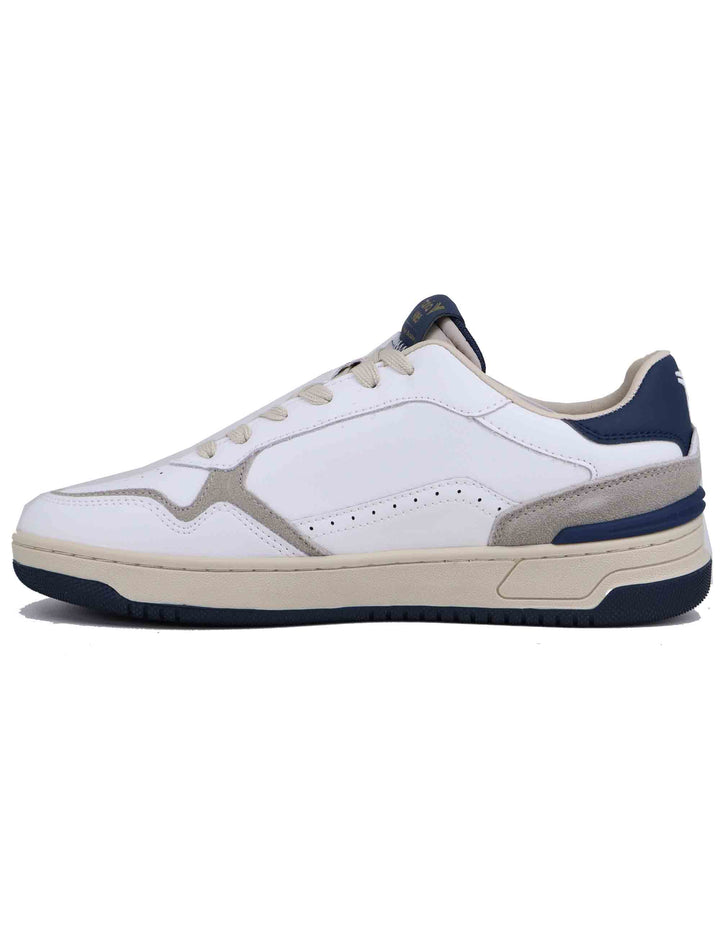 Spatarella Sneakers uomo in pelle bianca con riporti blu 2025