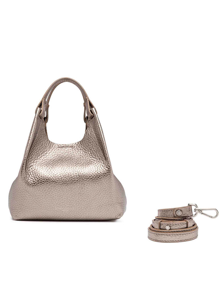 Spatarella Borsa donna mini Dua in pelle argento Italia