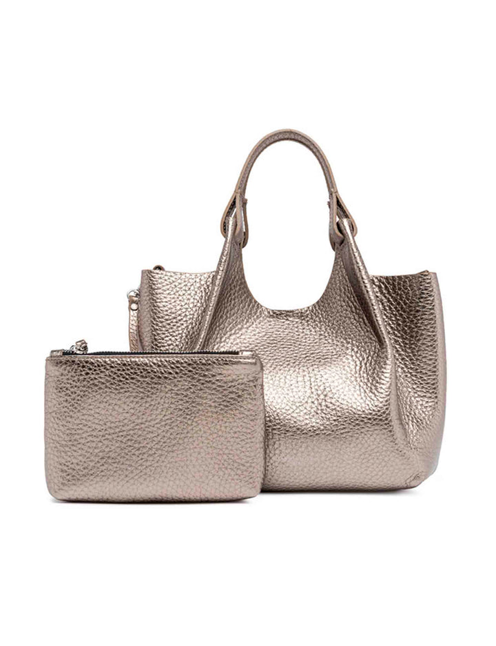 Spatarella Borsa donna mini Dua in pelle argento Italia