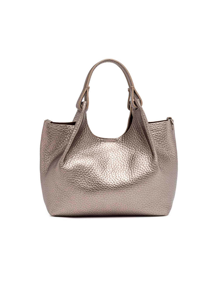 Spatarella Borsa donna mini Dua in pelle argento Italia