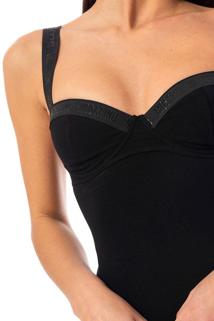 Spatarella Body donna in jersey cotone nero Fino Al -60%