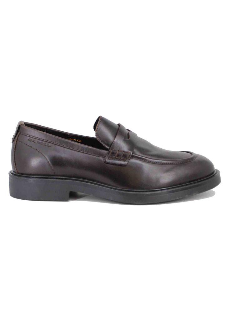 Spatarella Mocassini uomo in pelle marrone con suola in gomma Vendita