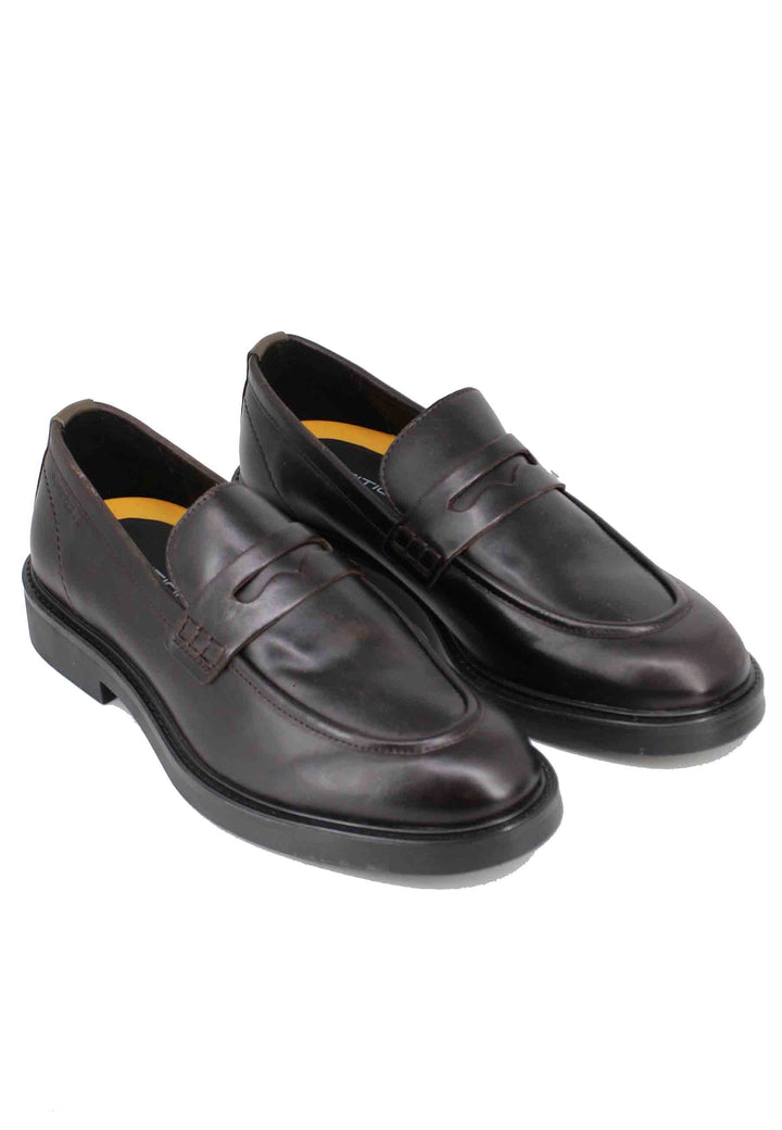 Spatarella Mocassini uomo in pelle marrone con suola in gomma Vendita