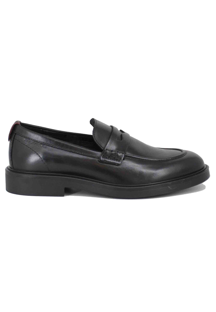Spatarella Mocassini uomo in pelle nera con suola in gomma Promozione