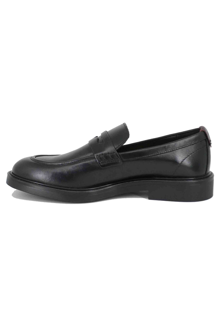 Spatarella Mocassini uomo in pelle nera con suola in gomma Promozione