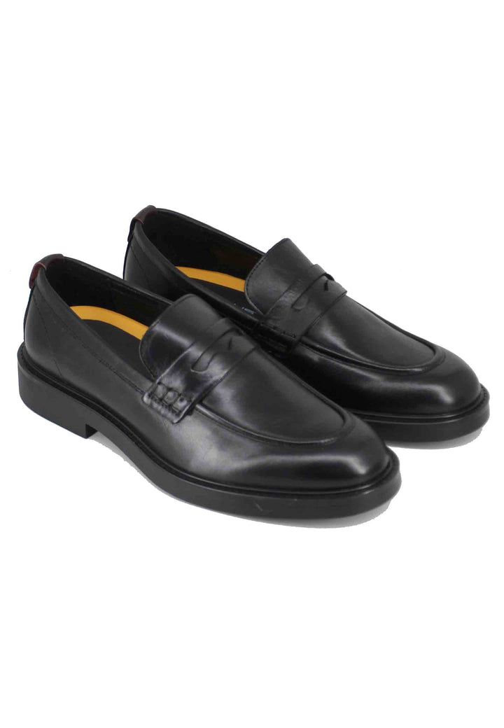 Spatarella Mocassini uomo in pelle nera con suola in gomma Promozione