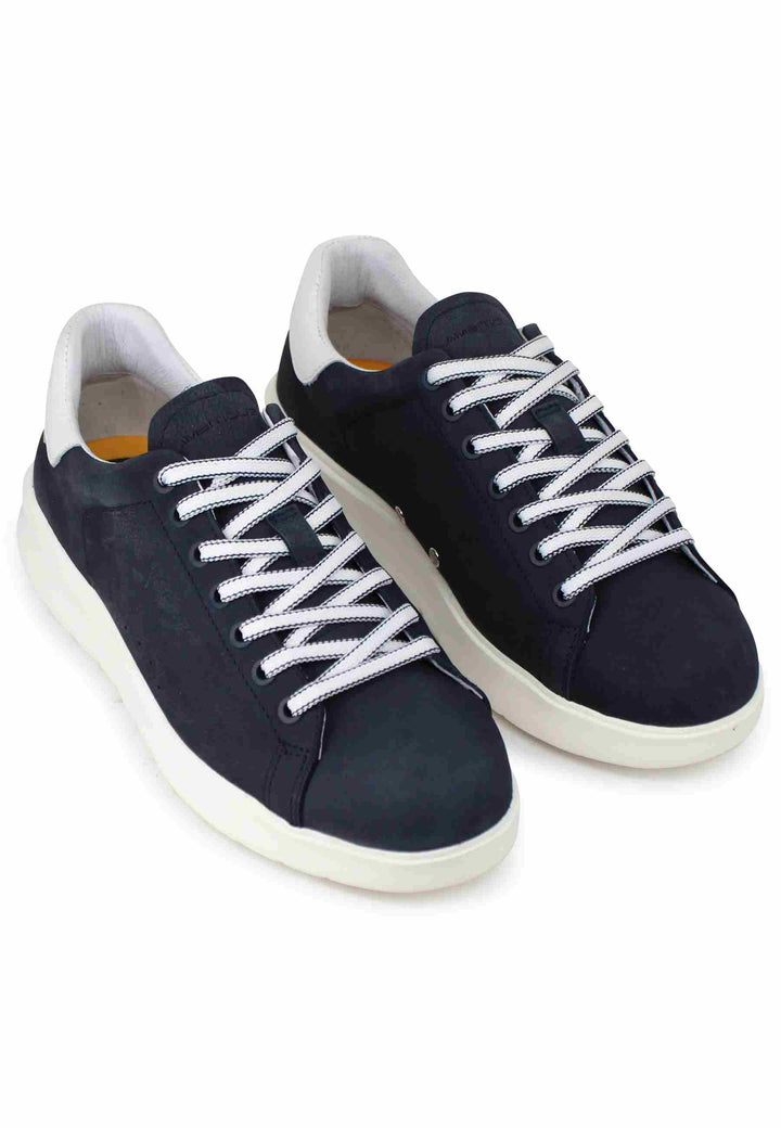Spatarella Sneakers uomo Hover in nabuk blu con suola alta in gomma Spedizione Gratuita