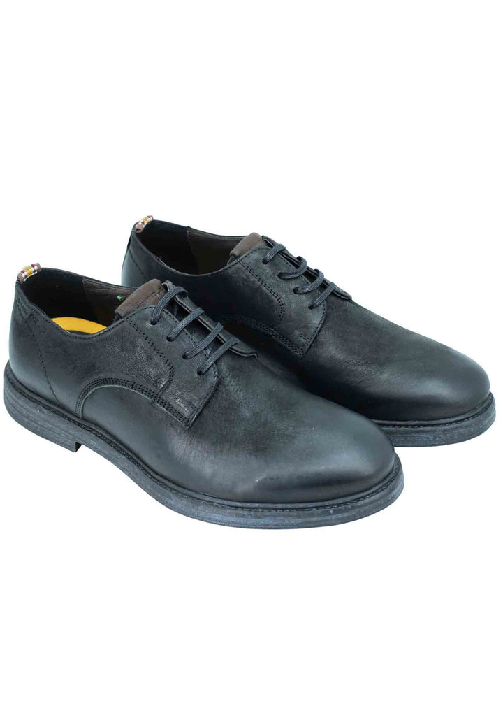 Spatarella Stringata uomo in pelle nera suola in gomma e sottopiede memory foam Fino Al -60%