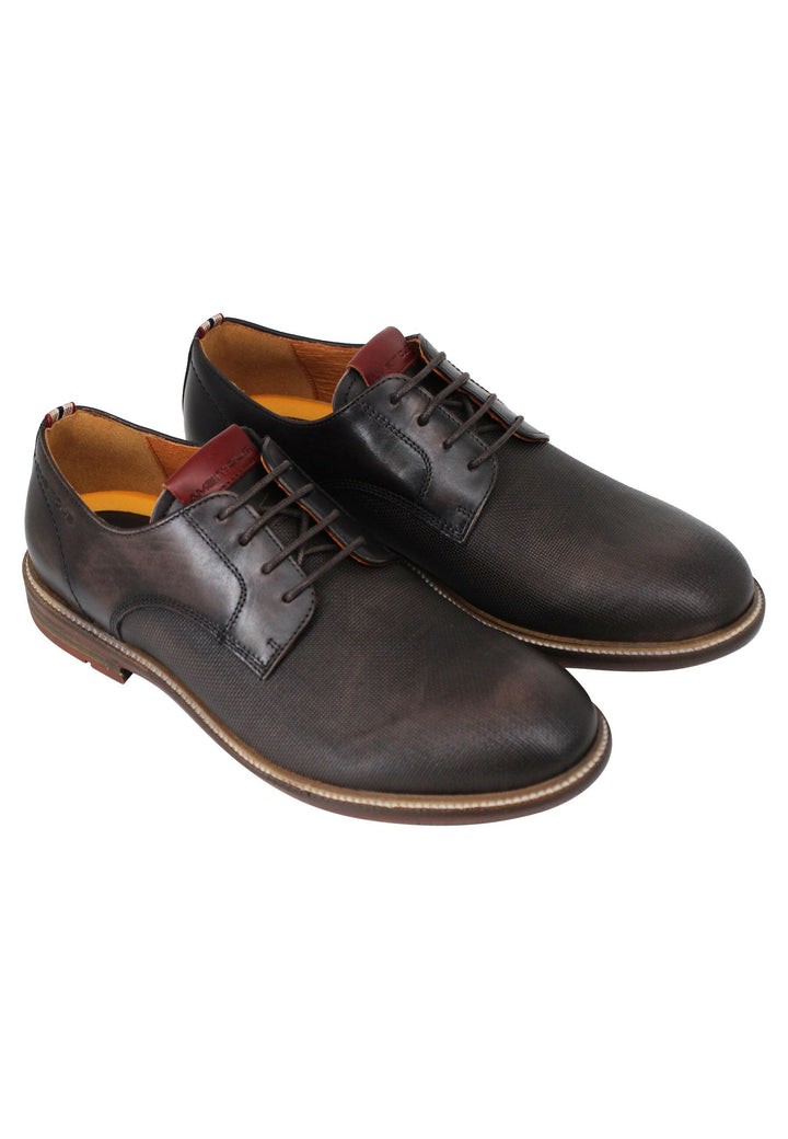 Spatarella Stringate uomo Caye in pelle testa di moro con suola in cuoio e gomma Shopping Online