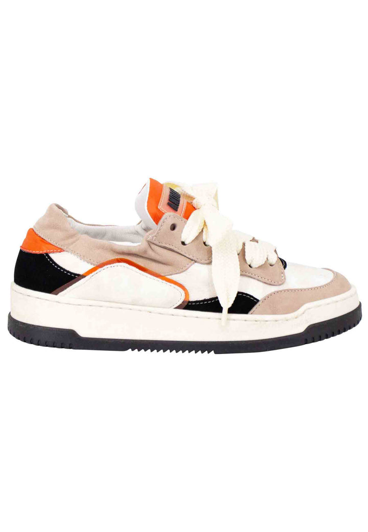 Spatarella Sneakers donna in pelle beige e taupe con fondo gomma Sottocosto