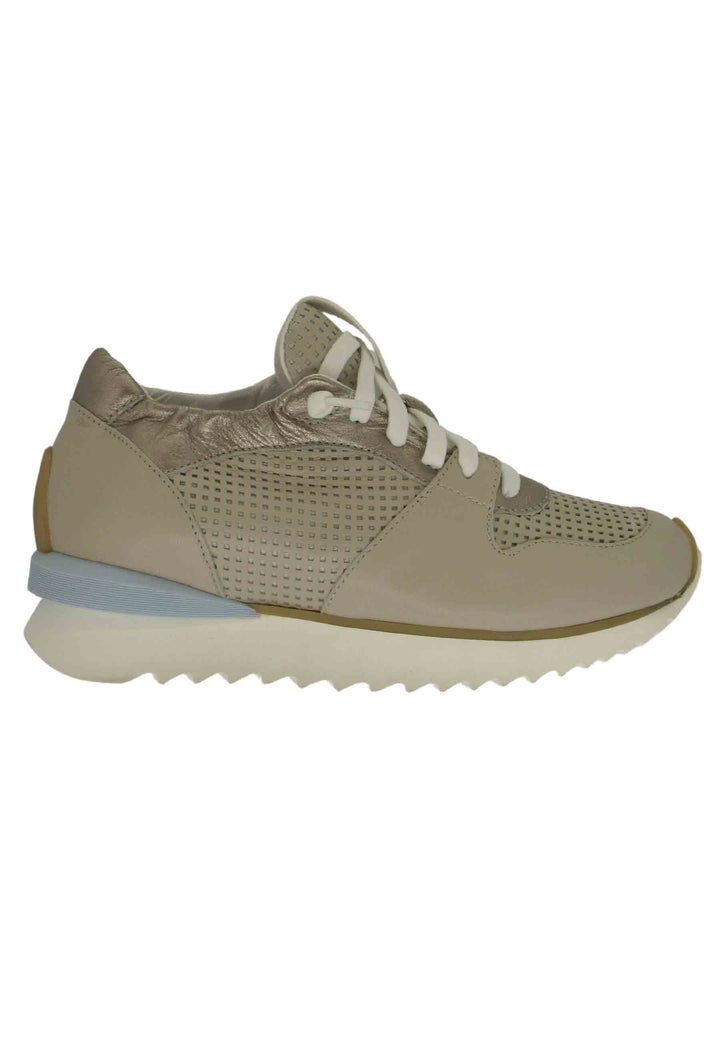 Spatarella Sneakers donna in pelle taupe con suola alta il gomma Economico
