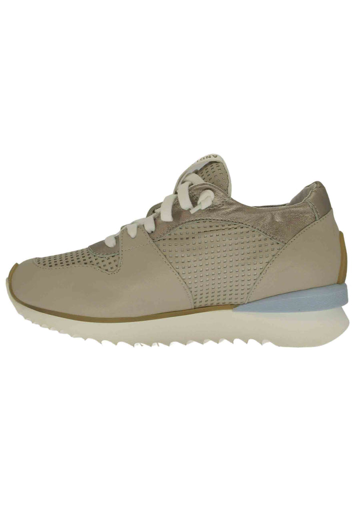 Spatarella Sneakers donna in pelle taupe con suola alta il gomma Economico