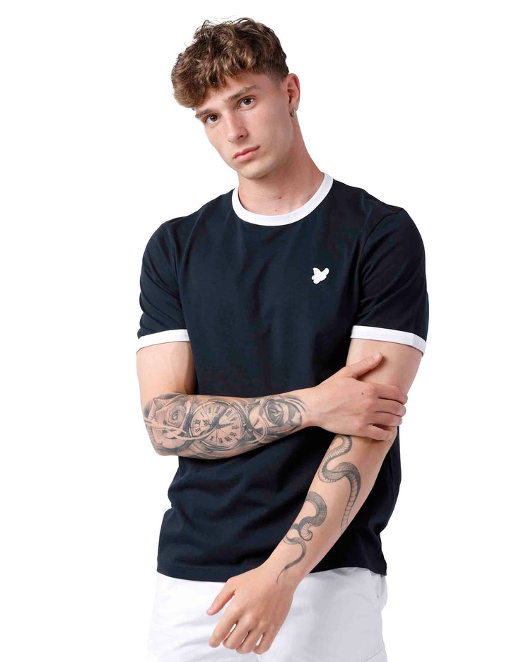 Spatarella T-shirt uomo in cotone blu Pezzi Unici