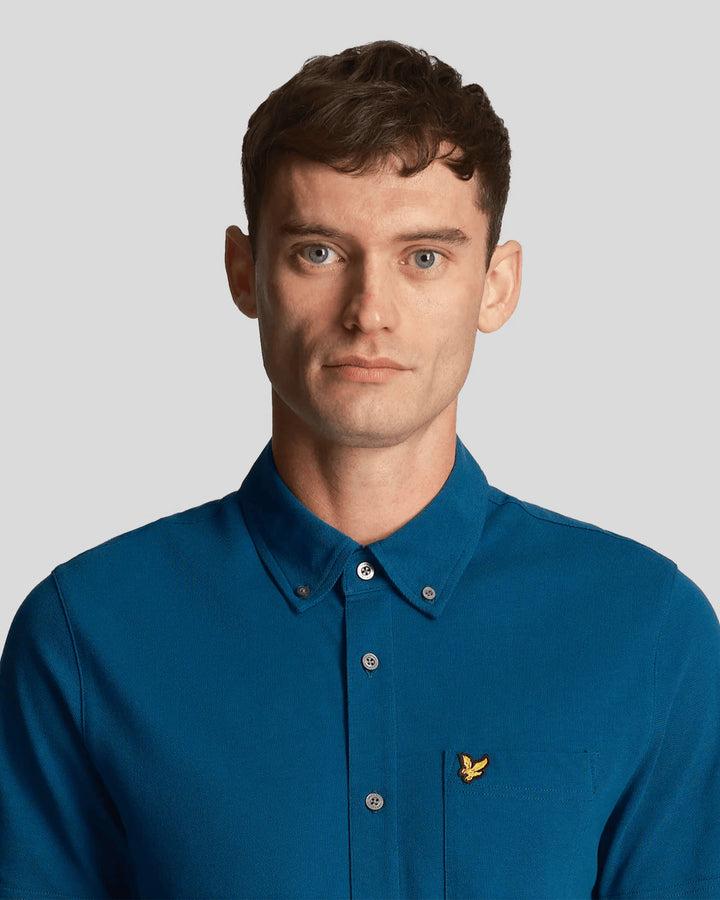 Spatarella Camicie uomo in tessuto piquet blu Negozi Online