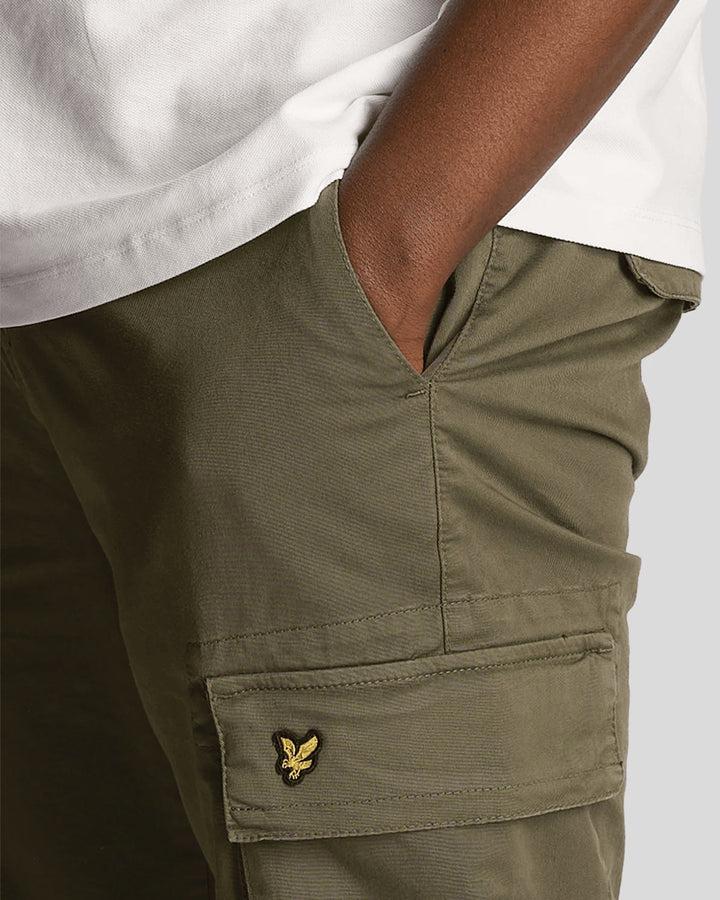 Spatarella Pantaloni cargo uomo in cotone verde Consegna Veloce