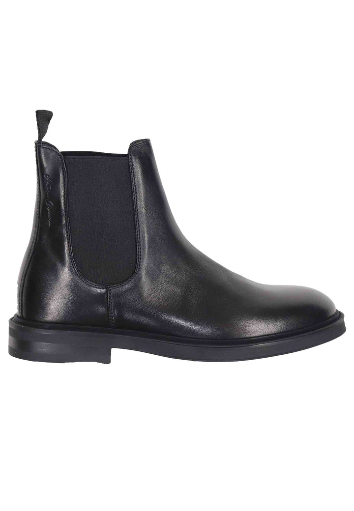Spatarella Chelsea boots uomo in pelle nera con suola in gomma Vendita Calda