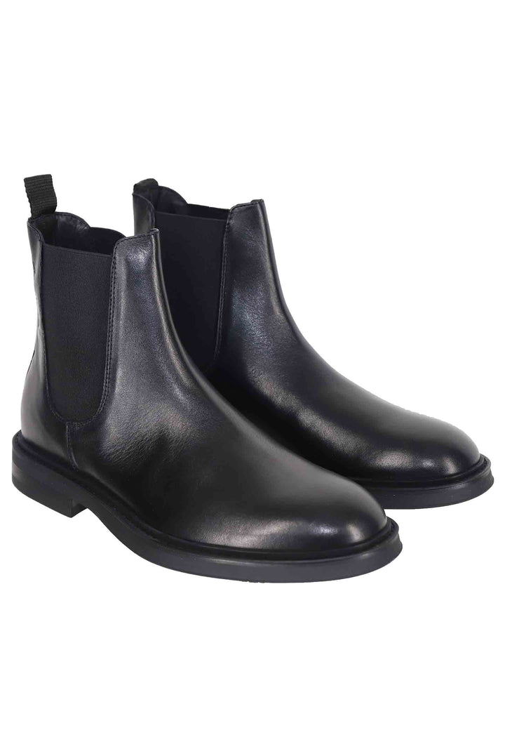 Spatarella Chelsea boots uomo in pelle nera con suola in gomma Vendita Calda