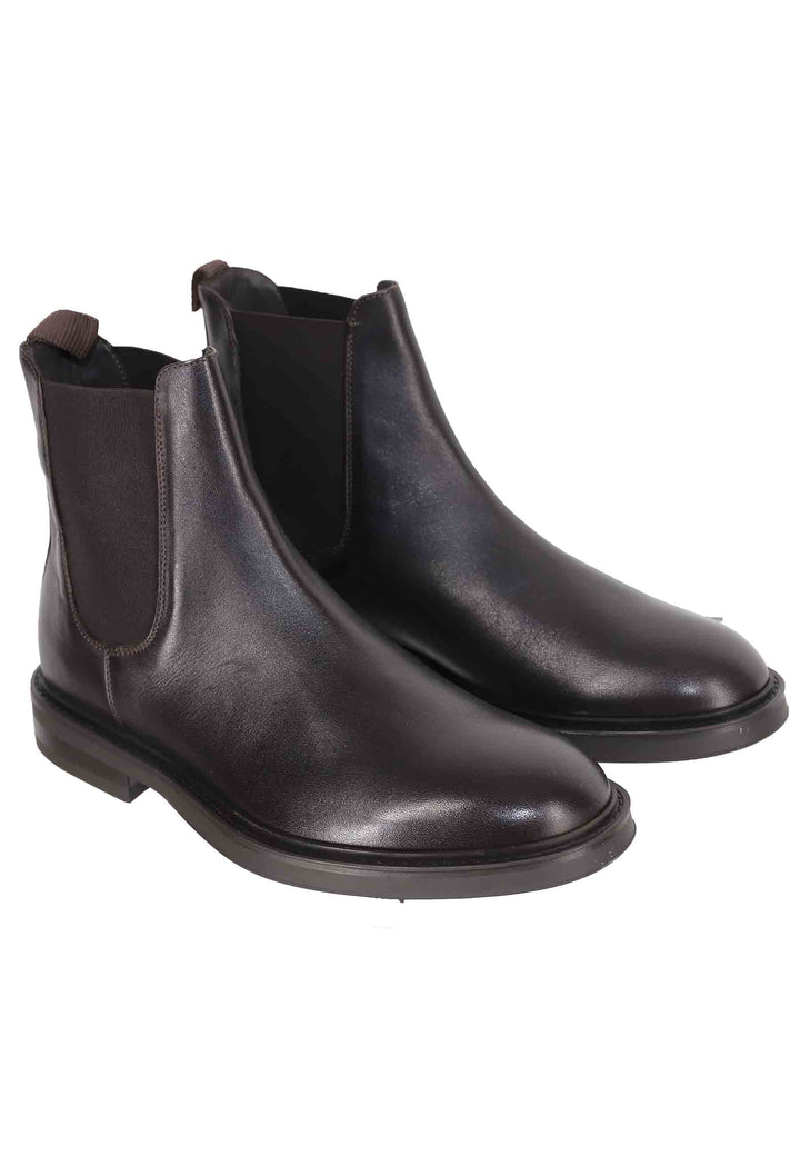 Spatarella Chelsea boots uomo in pelle testa di moro con suola in gomma Vendita Economica