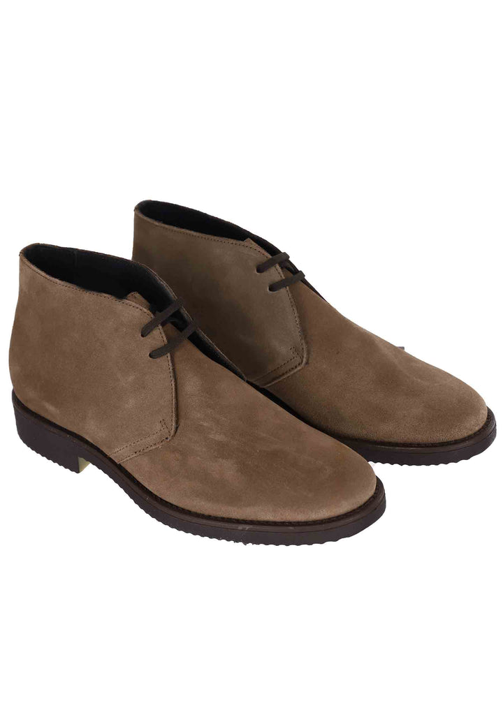 Spatarella Polacchine uomo in camoscio taupe con suola in para Negozio