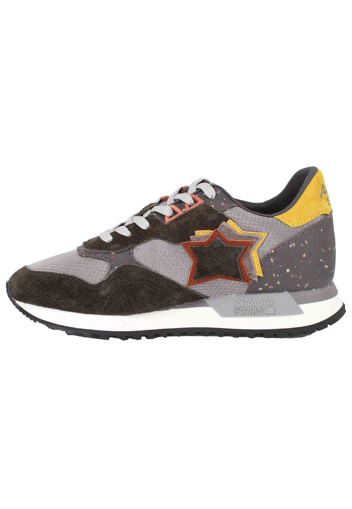 Spatarella Sneakers Draco uomo in pelle e tessuto grigio con stelle in tinta Pezzi Unici
