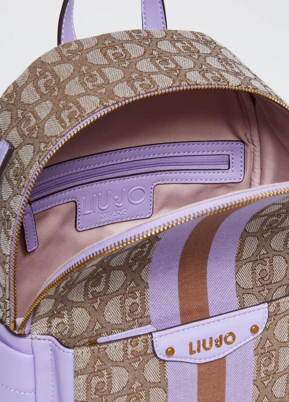 Spatarella Zaini donna jacquard in tessuto beige e marrone Offerta