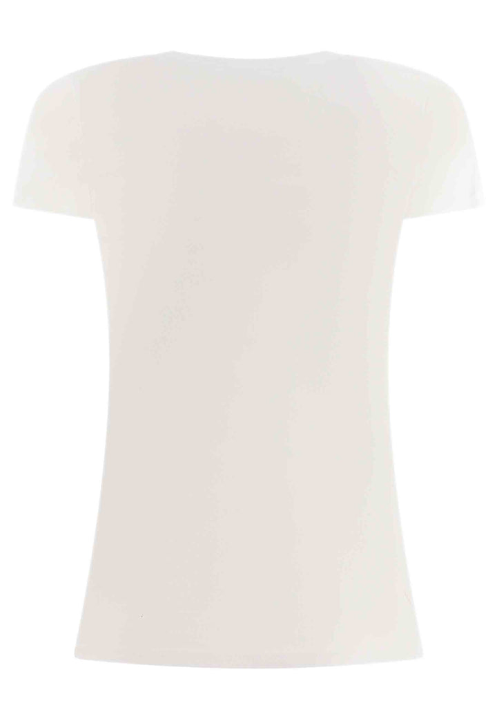 Spatarella T-shirt donna Icons in cotone bianco con stampa in seta Vendite Flash