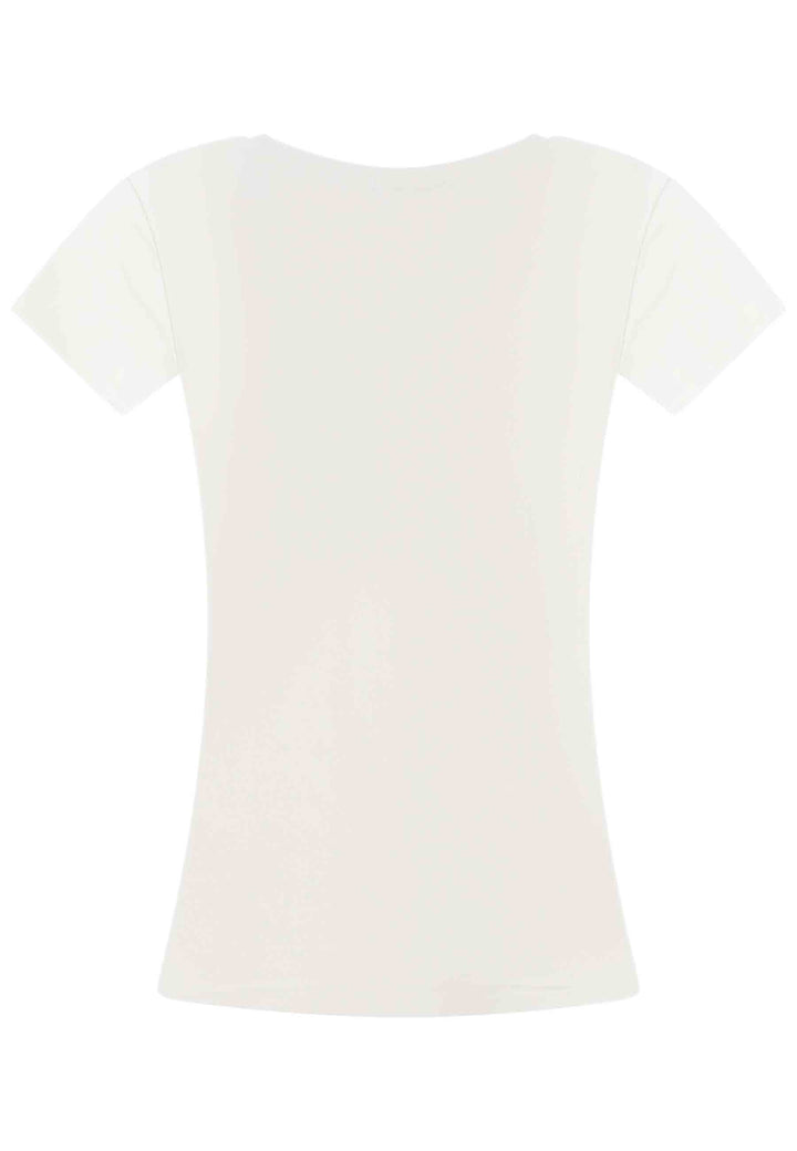 Spatarella T-shirt donna Savage in cotone bianco con stampa in seta In Saldo