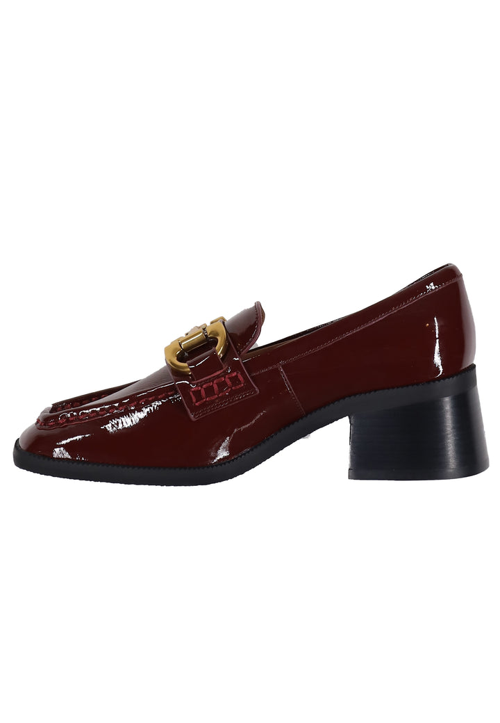 Spatarella Mocassini donna in pelle bordeaux lucida con morsetto in oro Tiana Nuovo