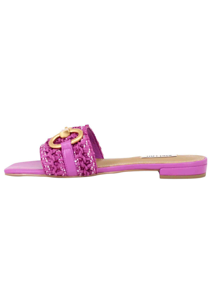 Spatarella Sandali donna Edna in pelle viola con morsetto e tacco basso Vendita