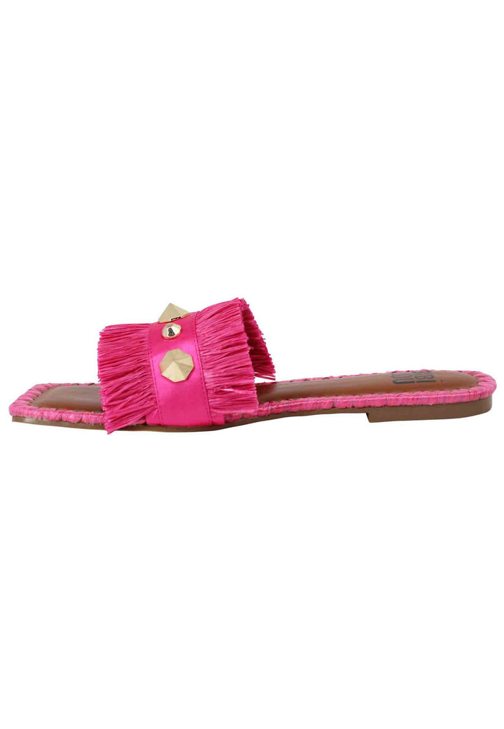 Spatarella Sandali flat Alexis donna tessuto sfrangiato fuxia con borchie Spedizione Gratuita