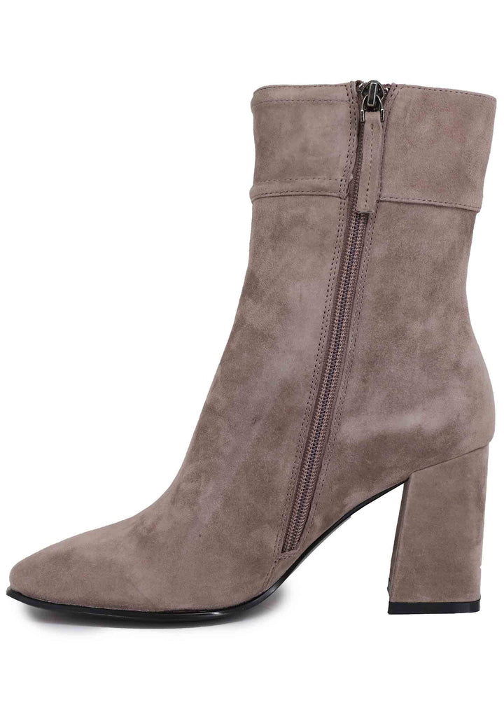 Spatarella Stivaletti donna in camoscio grigio con tacco alto e punta quadra Chisinau Pezzi Unici