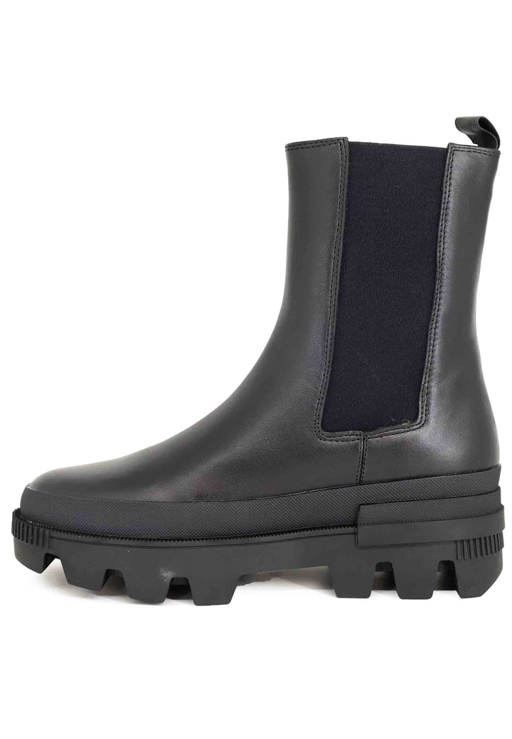 Spatarella Stivaletti donna in pelle nera con fondo carrarmato Violet Soddisfazione Garantita