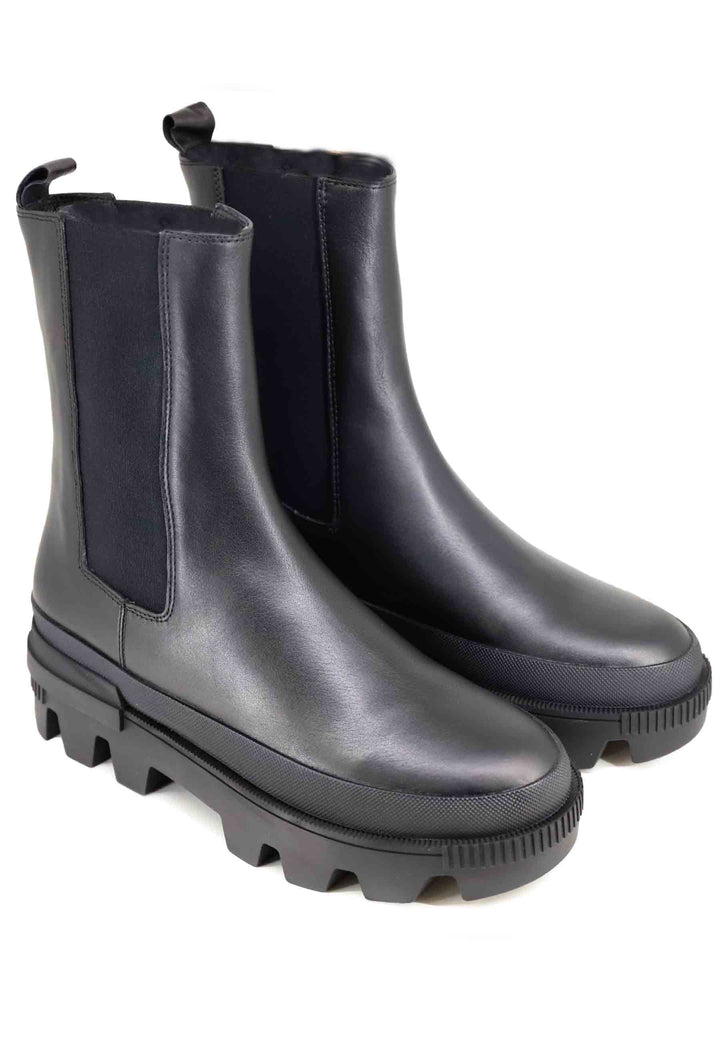 Spatarella Stivaletti donna in pelle nera con fondo carrarmato Violet Soddisfazione Garantita