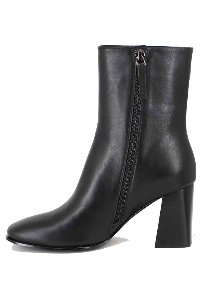 Spatarella Stivaletti donna in pelle nera con tacco alto e punta quadra Qualità Garantita