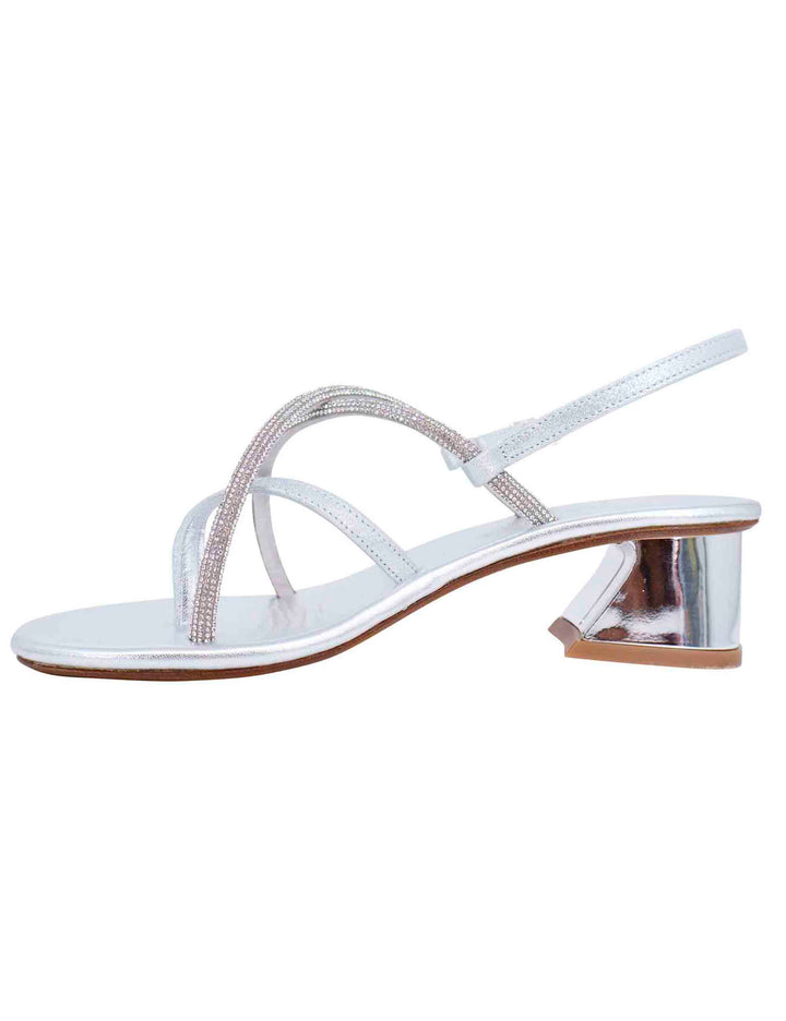 Spatarella Sandali slingback donna in strass argento con tacco gioiello In Vendita