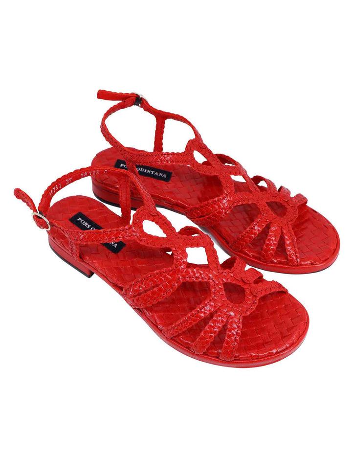 Spatarella Sandali slingback donna in pelle intrecciata rossa con tacco basso Affare Del Giorno
