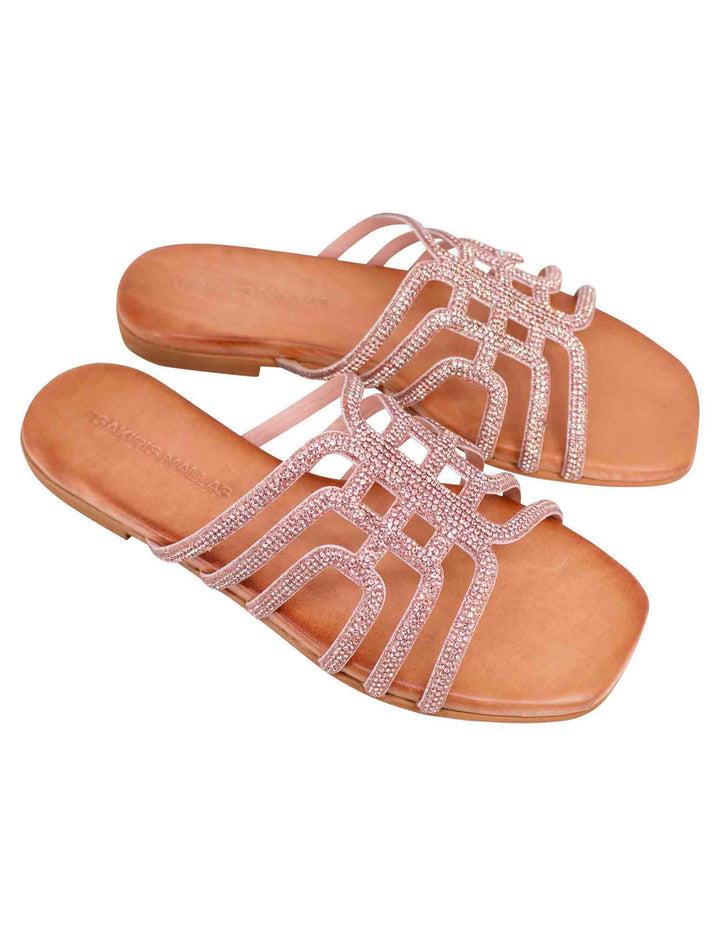 Spatarella Sandali flat donna in strass rosa con sottopiede morbido Convenienza