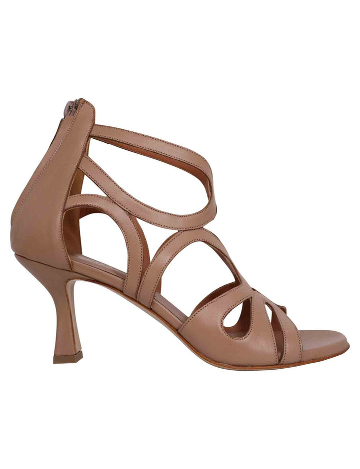 Spatarella Sandali donna in pelle naturale con tallone chiuso e punta tonda Economico