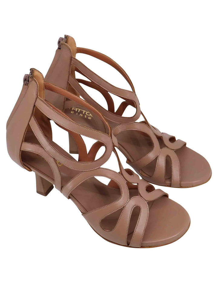 Spatarella Sandali donna in pelle naturale con tallone chiuso e punta tonda Economico