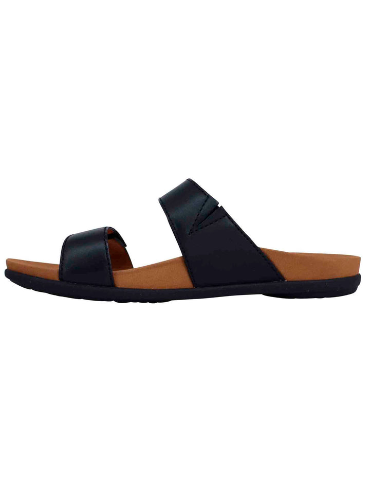 Spatarella Sandali bassi donna in pelle nera con fibbia laterale In Vendita