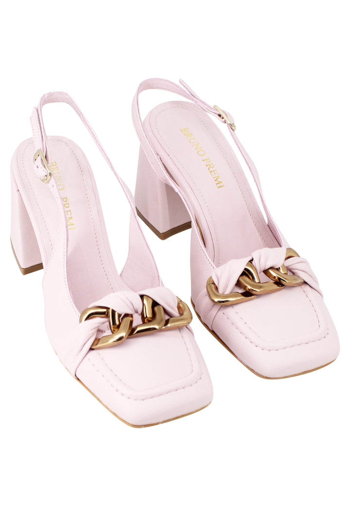 Spatarella Decollete slingback donna Tal Bon in pelle glicine tacco alto e punta quadra Vendita