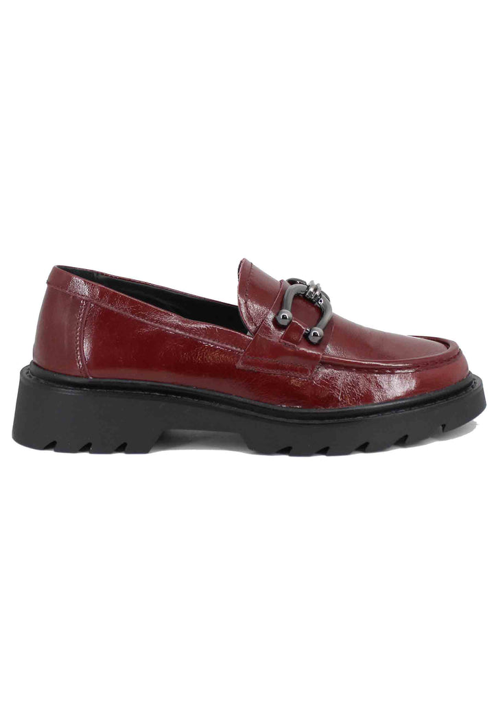 Spatarella Mocassini donna in vernice bordeaux con morsetto Pezzi Unici