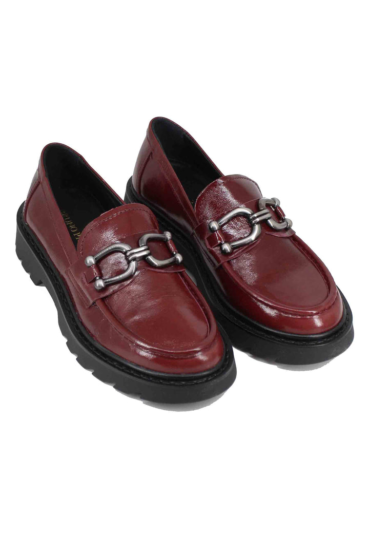 Spatarella Mocassini donna in vernice bordeaux con morsetto Pezzi Unici