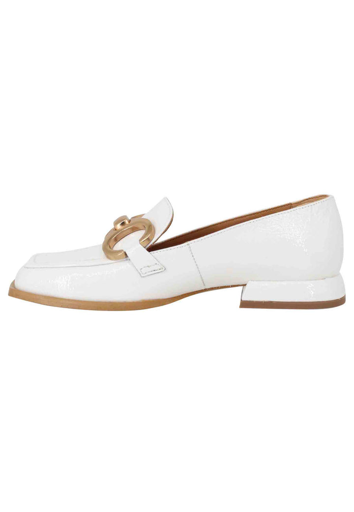Spatarella Mocassini donna Poppi Chal in naplak off white con morsetto in oro satinato Soddisfazione Garantita