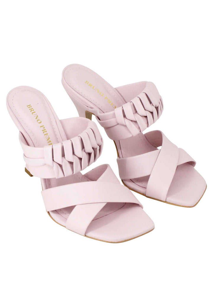Spatarella Sandali donna in pelle glicine con tacco alto e punta quadra Negozi Online